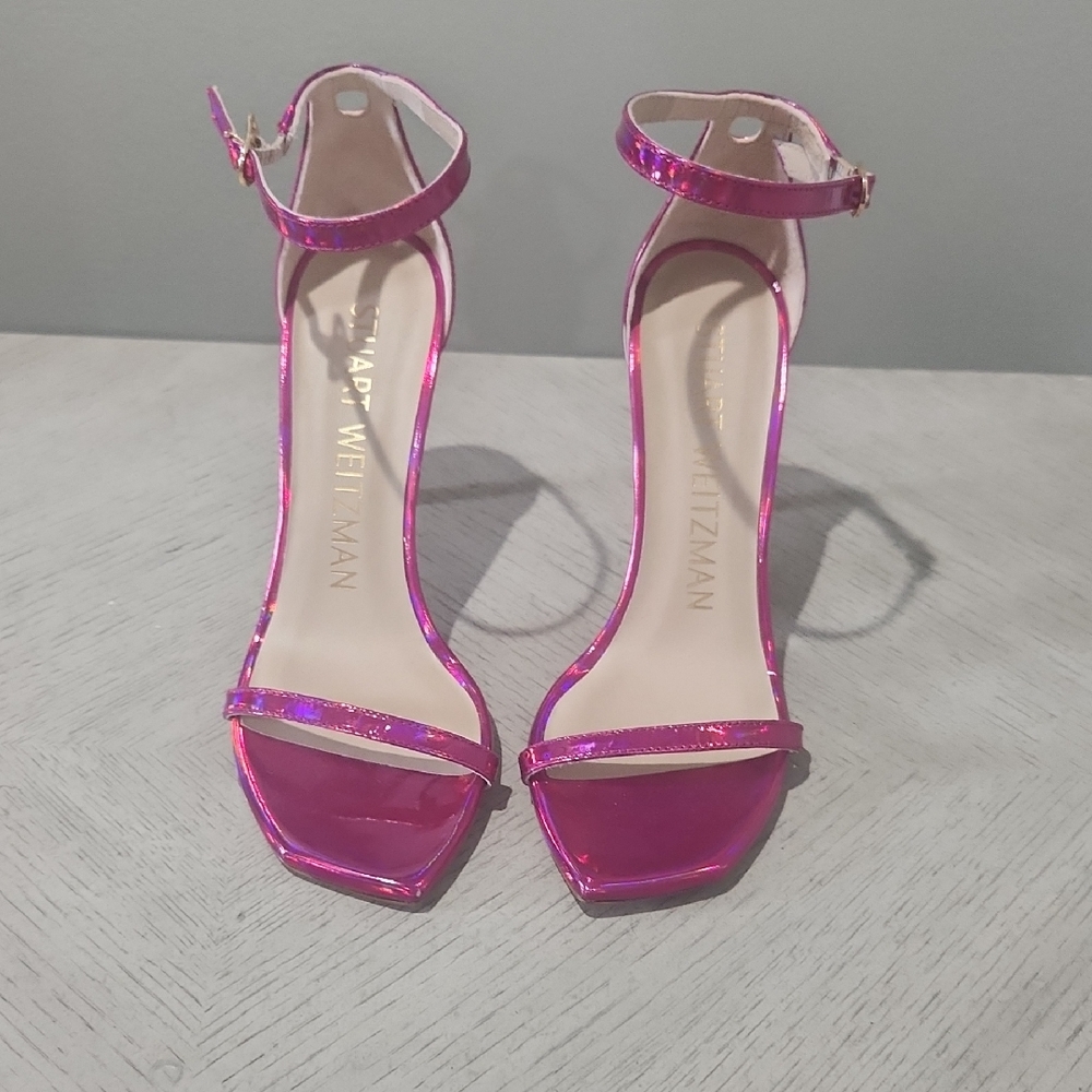 Stuart Weitzman Vibrant Pink Ankle Strap Heels